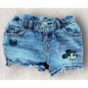 Gap x Disney Girls Size 4 Just Like MOM Stretch Waist Minnie Mouse Denim Shorts